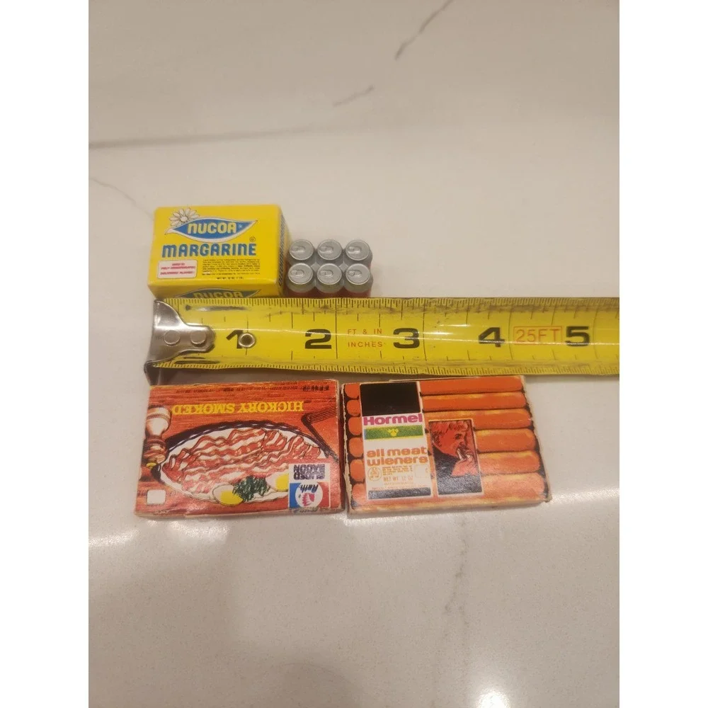 Vintage Lot Of Play Miniature Doll Food Grocery Bacon, Soda, Margarine Hot Dogs‎
